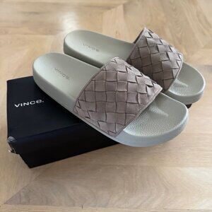 Vince Mens Watley 2 Slip On Slide Sandals Woven Suede Dark Smoke Size 10.5 Vince | Shoes | Nwt Vince Mens Watley Woven Suede Slide  main image 2